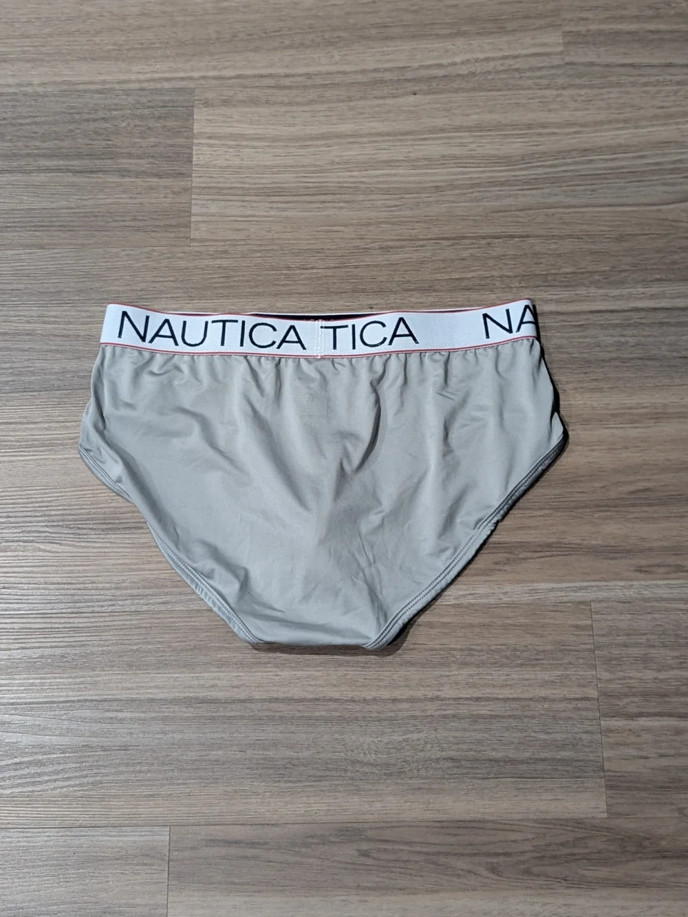 Nautica Men's Gray Briefs with White Logo Waistband